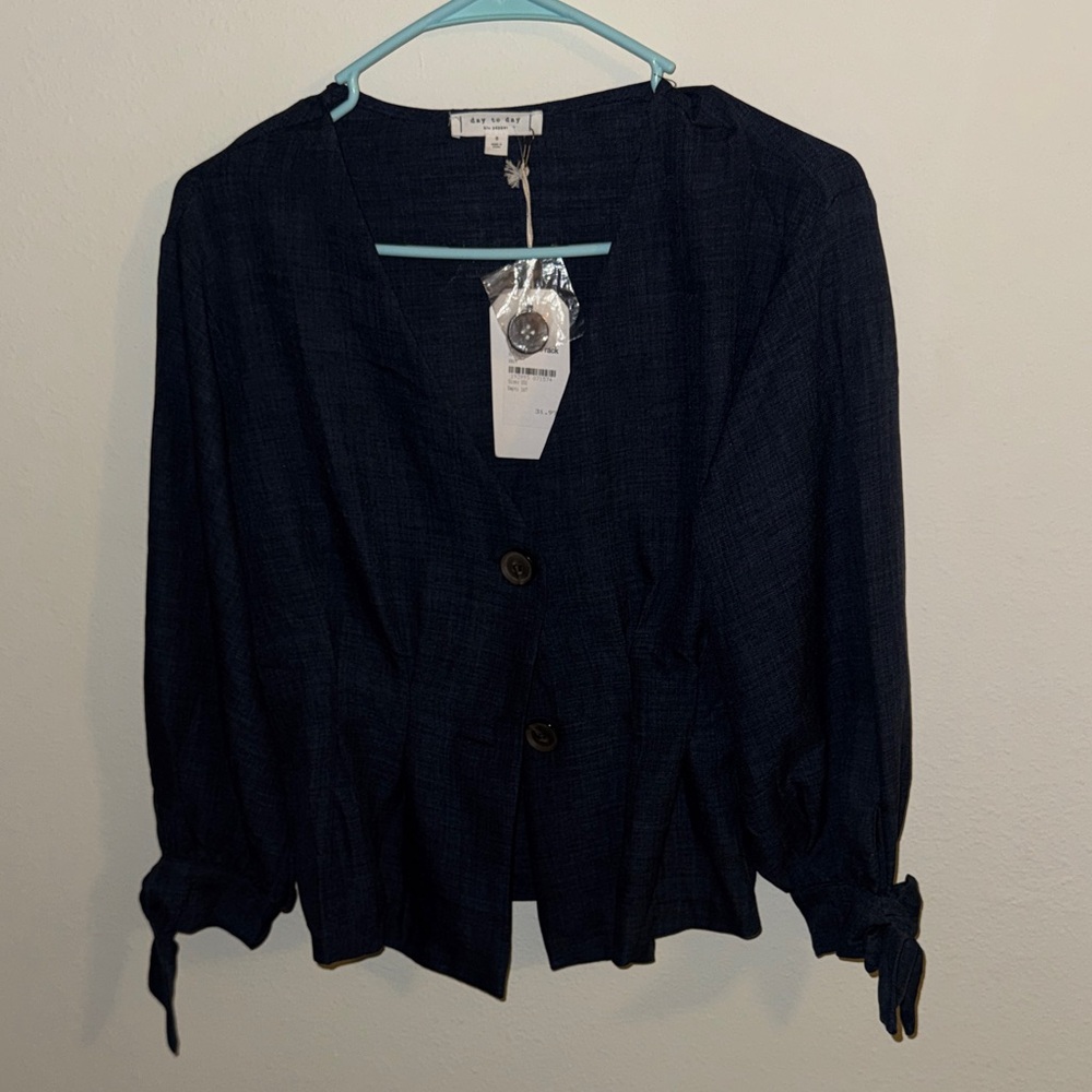 a new day Navy Blouse with Button Detail
